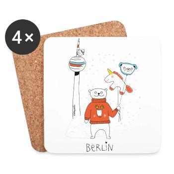 Berlin Bear | Winter at the TV tower | little public - Coasters (set of 4) - white - Front