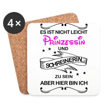 Gleichzeitig Prinzessin und Schreinerin - Untersetzer (4er-Set) - Weiß - Vorne