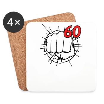 60 - Das Alter schlägt knallhart zu! - Untersetzer (4er-Set) - Weiß - Vorne