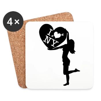 I love NY coeur avec une fille - Dessous de verre (lot de 4) - blanc - Devant
