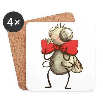 Fly with fly - Coasters (set of 4) - white - Front