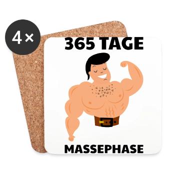 365 Tage Massephase | Fitness Shirt | Bodybuilding - Untersetzer (4er-Set) - Weiß - Vorne