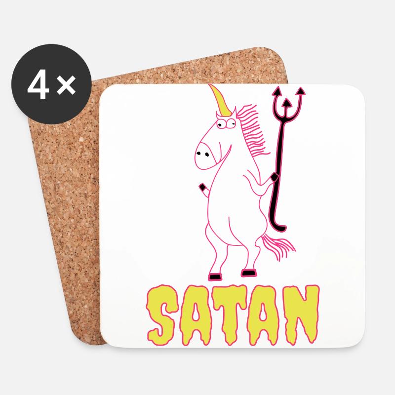Böses Einhorn Satan unicorn - Untersetzer (4er-Set) - Weiß