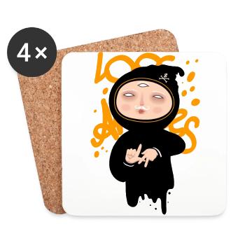 Los Angeles Ninja mit drei Augen - Untersetzer (4er-Set) - Weiß - Vorne