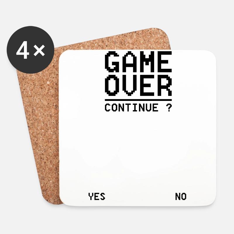 GAME OVER Continue S - Untersetzer (4er-Set) - Weiß