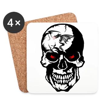 head of death skull dragon tribal tattoo tattoo s - Coasters (set of 4) - white - Front