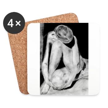 Shy woman naked - Coasters (set of 4) - white - Front
