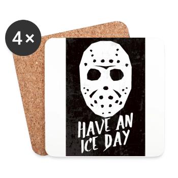 Masque de hockey ayez une affiche de jour de glace - Dessous de verre (lot de 4) - blanc - Devant