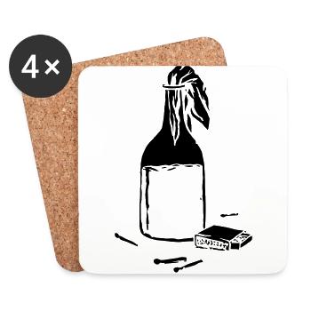 Molotow Cocktail Illustration - Untersetzer (4er-Set) - Weiß - Vorne
