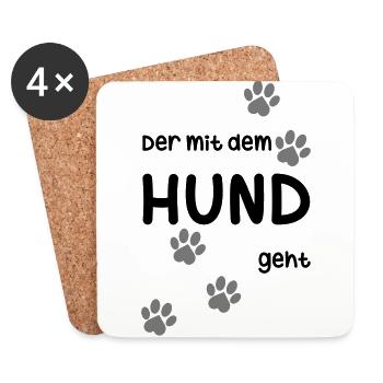 Der mit dem Hund geht - Untersetzer (4er-Set) - Weiß - Vorne