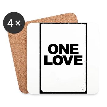 Police "One Love" design - Dessous de verre (lot de 4) - blanc - Devant