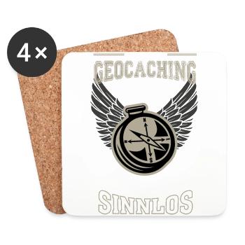 Geocaching Leben sinnlos - Geschenk - Untersetzer (4er-Set) - Weiß - Vorne