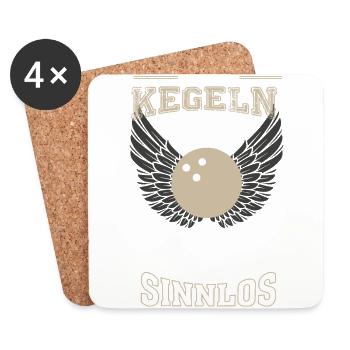 Kegeln Bowling Leben sinnlos - Geschenk - Untersetzer (4er-Set) - Weiß - Vorne