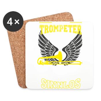 Trompete Musik Leben sinnlos - Geschenk - Untersetzer (4er-Set) - Weiß - Vorne