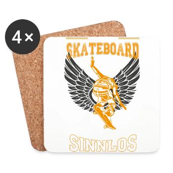Skater Skateboard orange Leben sinnlos Geschenk - Untersetzer (4er-Set) - Weiß - Vorne
