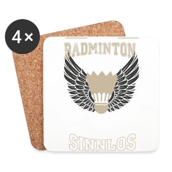 Badminton Leben sinnlos - Geschenk - Untersetzer (4er-Set) - Weiß - Vorne