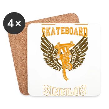 Skater Skateboard Hand Leben sinnlos Geschenk - Untersetzer (4er-Set) - Weiß - Vorne