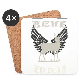 Rehe Leben sinnlos - Geschenk - Untersetzer (4er-Set) - Weiß - Vorne