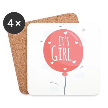 idée de cadeau naissance bébé enfant né naissance - Dessous de verre (lot de 4) - blanc - Devant