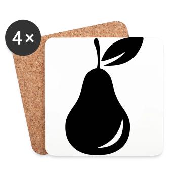 Birne Birnen Frucht Früchte Essen Gesund Pear - Untersetzer (4er-Set) - Weiß - Vorne