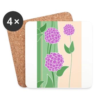 Fleurs - Dessous de verre (lot de 4) - blanc - Devant