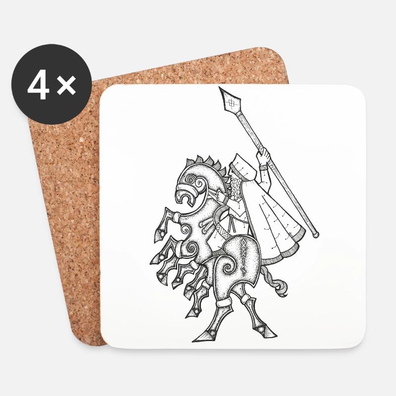 Odin, Reiten Sleipnir - Untersetzer (4er-Set) - Weiß