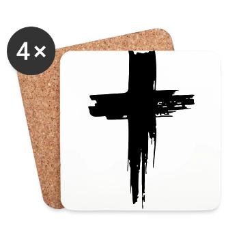 Painted Cross - Untersetzer (4er-Set) - Weiß - Vorne