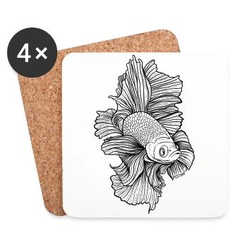 Betta Fisch - Untersetzer (4er-Set) - Weiß - Vorne