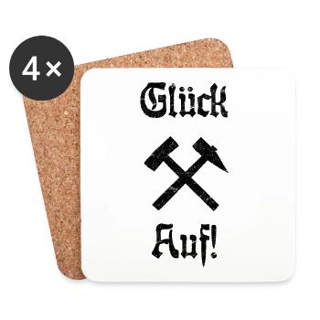 Glück Auf! Logo Schlägel und Eisen - Untersetzer (4er-Set) - Weiß - Vorne