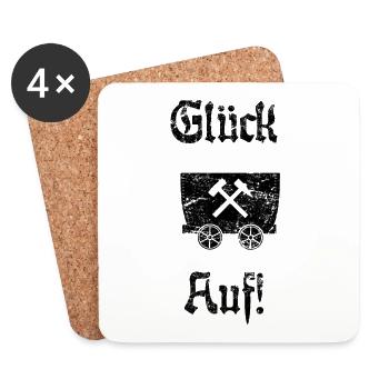 Glück Auf! Logo Schlägel und Eisen - Untersetzer (4er-Set) - Weiß - Vorne