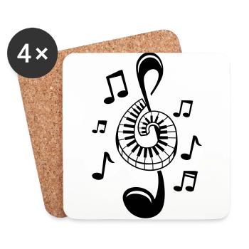 Music Love Clef Party Musicien DJ Danse - Dessous de verre (lot de 4) - blanc - Devant