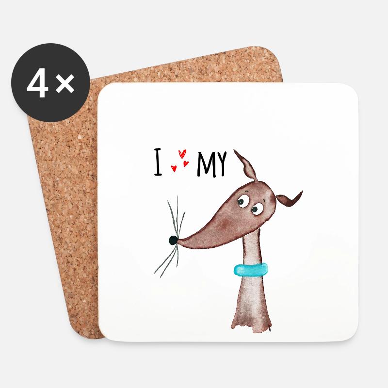 I love my Sighthound - Untersetzer (4er-Set) - Weiß