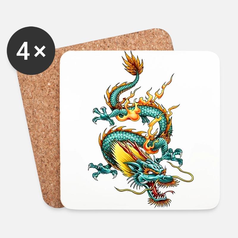 Dragon - Untersetzer (4er-Set) - Weiß