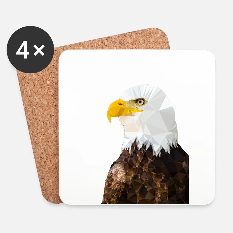 Weißkopfseeadler im Low-Poly-Stil - Untersetzer (4er-Set) - Weiß
