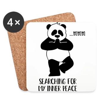 Yoga Panda - Dessous de verre (lot de 4) - blanc - Devant