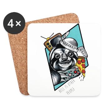 Pizza-Faultier - Untersetzer (4er-Set) - Weiß - Vorne