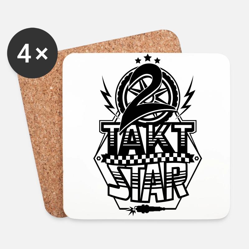 2-Takt-Star / Zweitakt-Star - Untersetzer (4er-Set) - Weiß
