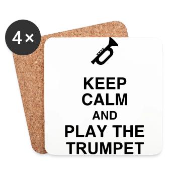 Trompette Trompettiste Musique Musicien Concert - Dessous de verre (lot de 4) - blanc - Devant