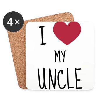 Onkel / Tante / Vetter / Cousin / Kusine - Untersetzer (4er-Set) - Weiß - Vorne