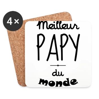 Papy Papi Grand-Père Retraite famille - Dessous de verre (lot de 4) - blanc - Devant