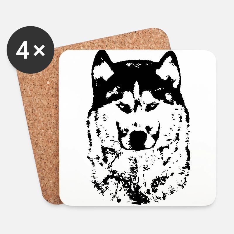 Husky - Untersetzer (4er-Set) - Weiß