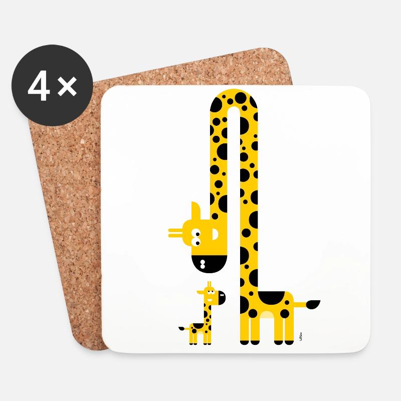 Mama und Baby Giraffe - Untersetzer (4er-Set) - Weiß
