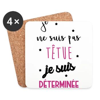 Je ne suis pas têtue... Drôle Déterminée Caractère - Dessous de verre (lot de 4) - blanc - Devant