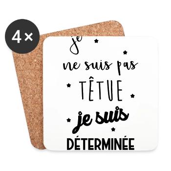 Je ne suis pas têtue... Drôle Déterminée Caractère - Dessous de verre (lot de 4) - blanc - Devant