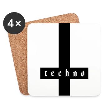 TECHNO KREUZ - Untersetzer (4er-Set) - Weiß - Vorne