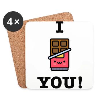 Chocolate I love you chocolate bar chocolate saying - Coasters (set of 4) - white - Front
