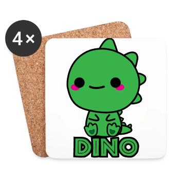 Dino - Dessous de verre (lot de 4) - blanc - Devant