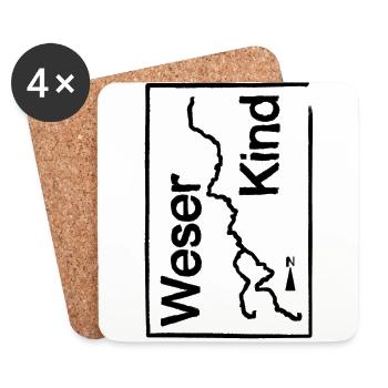 Weserkind, Weser, Heimat, Vintage - Untersetzer (4er-Set) - Weiß - Vorne