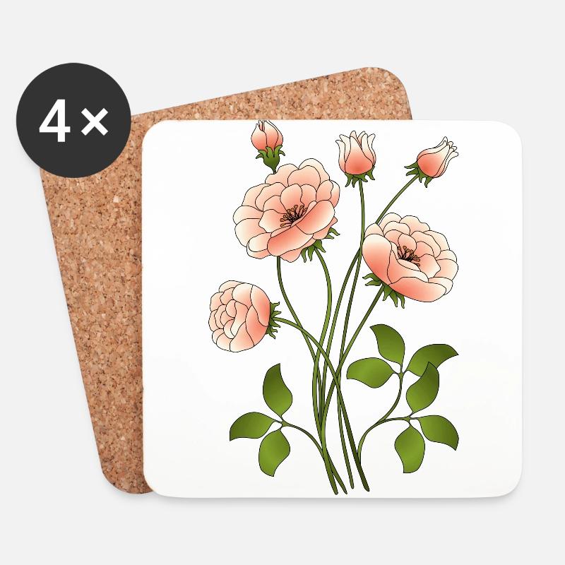 Blumen - Untersetzer (4er-Set) - Weiß