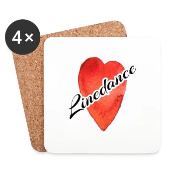 Linedance heart, dancing, gift, funny, cool, trend, - Coasters (set of 4) - white - Front